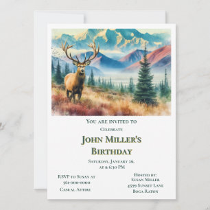 Forest Deer Birthday Party for Him Invitation