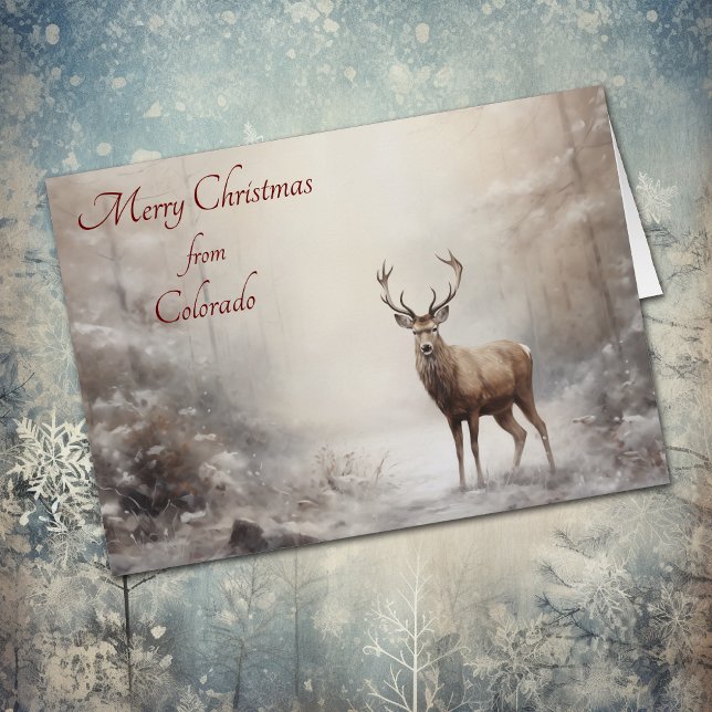 Forest Deer Christmas in Colorado Card (Creator Uploaded)