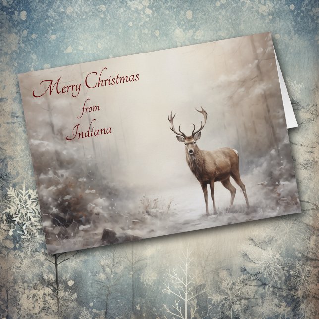 Forest Deer Christmas in Indiana Card (Creator Uploaded)