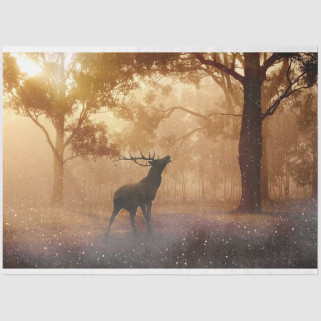 Forest Deer Decoupage Tissue Paper (Front)