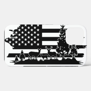 *~* Forest Deer Pines Modern American Flag AP27 iPhone 12 Pro Case