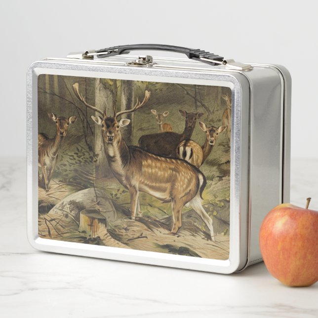 Forest Deer Rustic Country Personalised Metal Lunc Lunch Box (In Situ)
