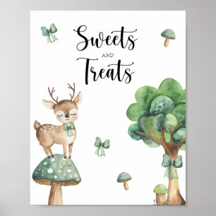 Forest Deer - sweets and treats baby shower poster