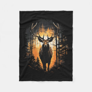 Forest Deer Wildlife Animal Illustration 1  Fleece Blanket