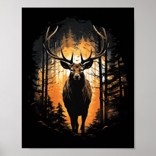 Forest Deer Wildlife Animal Illustration 1 Poster