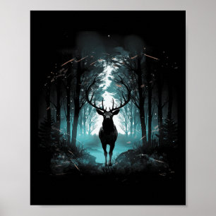 Forest Deer Wildlife Animal Illustration 5 Poster