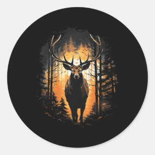 Forest Deer Wildlife Animal Illustration 6 Classic Round Sticker