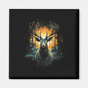 Forest Deer Wildlife Animal Illustration Magnet