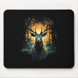 Forest Deer Wildlife Animal Illustration Mouse Mat