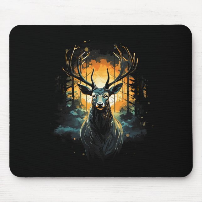 Forest Deer Wildlife Animal Illustration  Mouse Mat (Front)