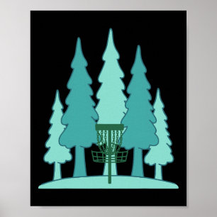 Forest Disc Golf Sket Disc Golfer Flying Disc Poster