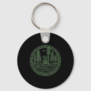 Forest Disc Golf Sket Flying Disc Course Scene Key Ring