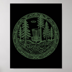 Forest Disc Golf Sket Flying Disc Course Scene  Poster