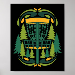 Forest Disc Golf Sket Flying Disc Scene Poster