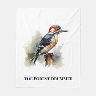 Forest Drummer Cosy Cabin Retreat Fleece Blanket