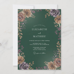 Forest Dusty Mauve Ranunculus Eucalyptus Wedding Invitation