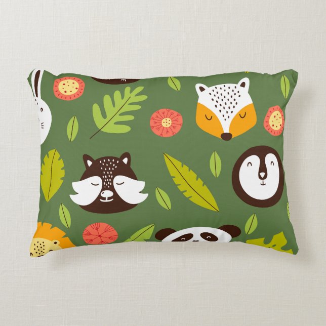 Forest dwellers: Scandinavian children's pattern. Decorative Cushion (Front)