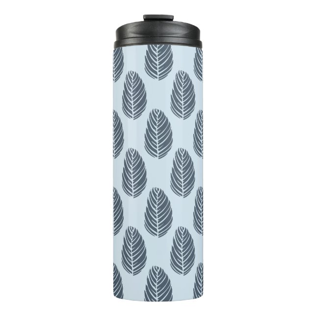 Forest Echo Misty Blue Navy Grey Thermal Tumbler (Front)