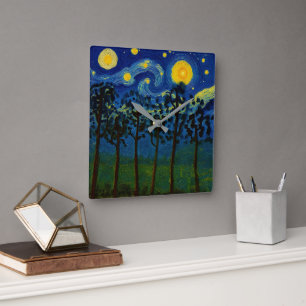 Forest Echoes of Infinity – A Forest Landscape Square Wall Clock