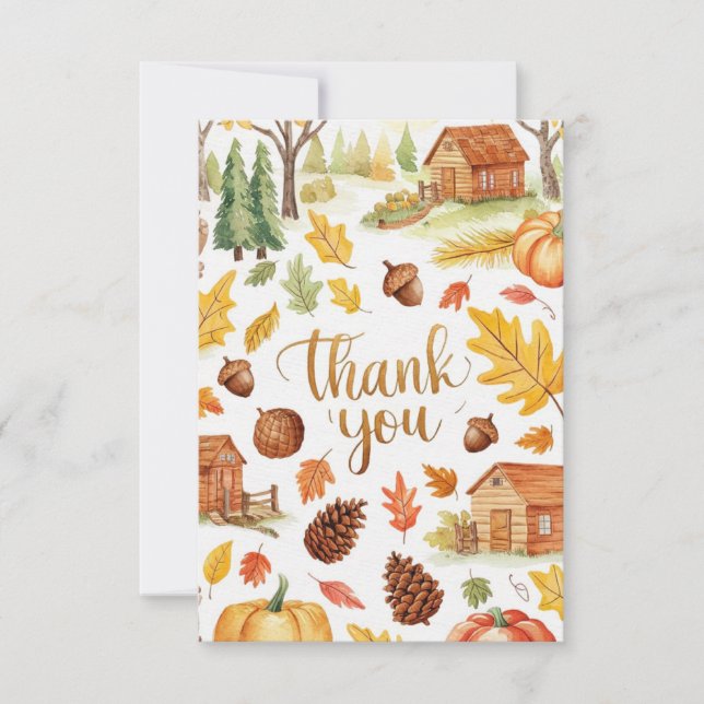Forest Editable Autumn Fall Thank You Card (Front)