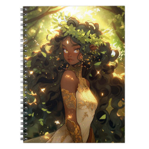 Forest Elf African American Black Fantasy Art Notebook