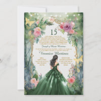 Forest Emerald Green Dress Flowers 15 Mis Quince