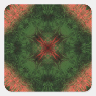 Forest Energy Kaleidoscope Fractal Art Square Sticker