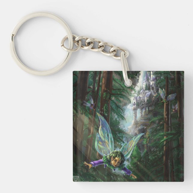 Forest Fairies and Waterfall Castle Key Ring (Front)