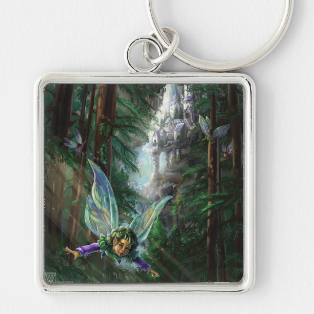 Forest Fairies and Waterfall Castle Key Ring (Front)