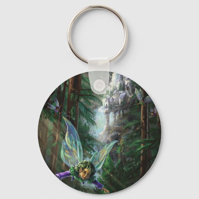 Forest Fairies and Waterfall Castle Key Ring (Front)