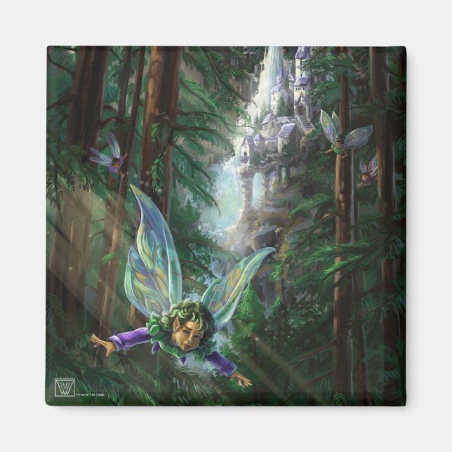 Forest Fairies and Waterfall Castle Magnet (Front)