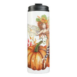Forest Fairy & Autumn Pumpkin Bouquet  Thermal Tumbler