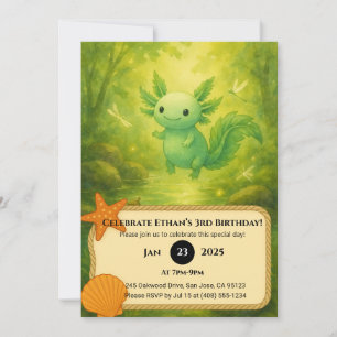 Forest Fairy Axolotl Birthday  Invitation