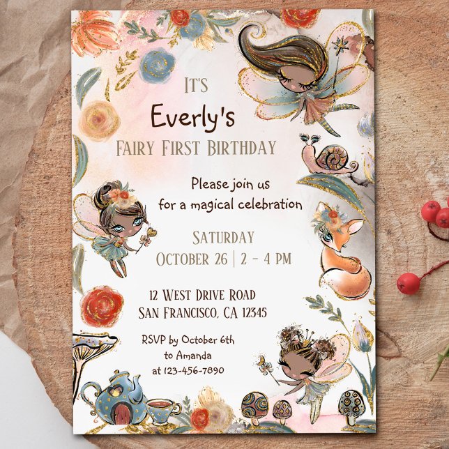 Forest Fairy First Birthday Magical Party Invitation (Creator Uploaded)