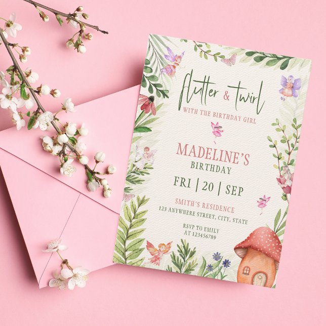Forest Fairy Flutter & Twirl Girl Birthday Invitation (Creator Uploaded)