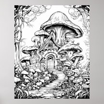 Forest Fairy House Fantasy Colouring Poster