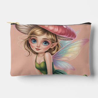 Forest Fairy with Mushroom Hat Illustration Accessory Pouch