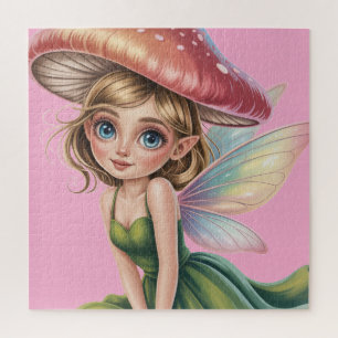 Forest Fairy with Mushroom Hat Illustration Jigsaw Puzzle