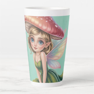 Forest Fairy with Mushroom Hat Illustration Latte Mug