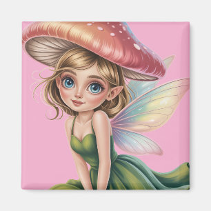 Forest Fairy with Mushroom Hat Illustration Magnet