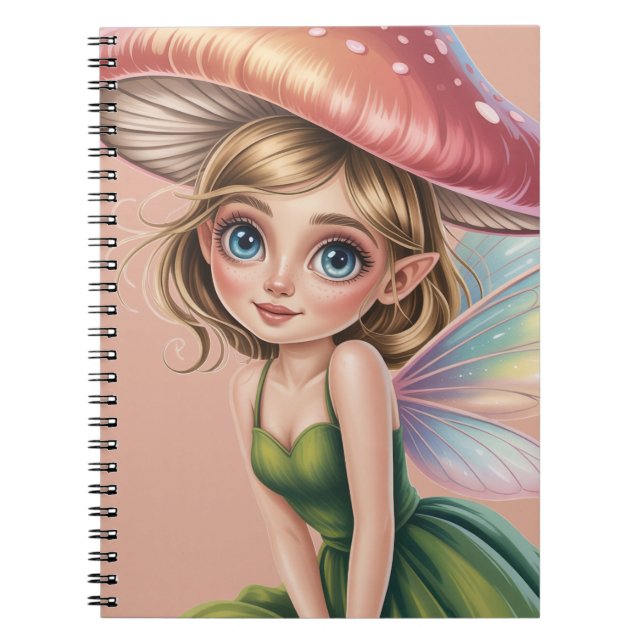 Forest Fairy with Mushroom Hat Illustration Notebook (Front)