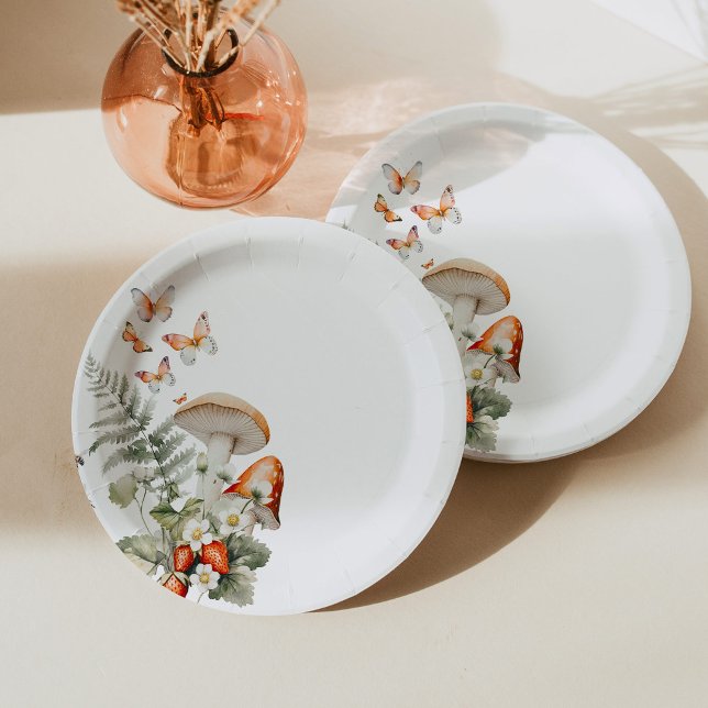 Forest fall little mushroom baby shower paper plate (Creator Uploaded)