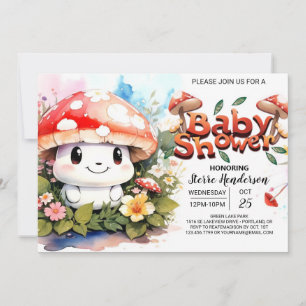 Forest Fantasy Baby Mushrooms Baby Shower Invitation