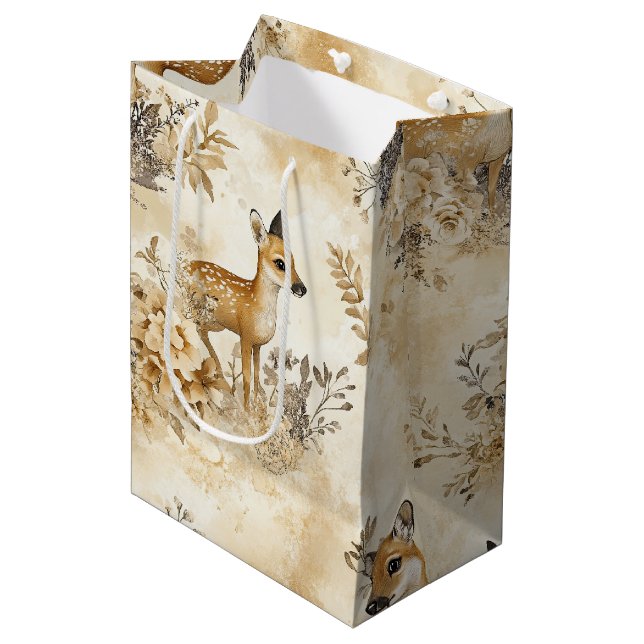 Forest Fawn Animal Pattern Medium Gift Bag (Front Angled)