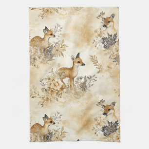 Forest Fawn Animal Pattern Tea Towel