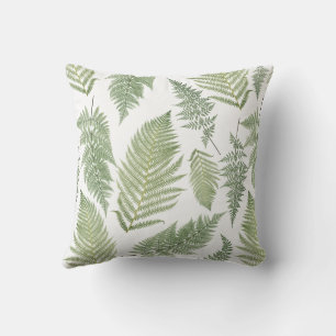 Forest Fern Frond Vintage Green Botanical Woodland Cushion