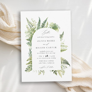 Forest Fern Mountain Woodland Arch Elegant Wedding Invitation