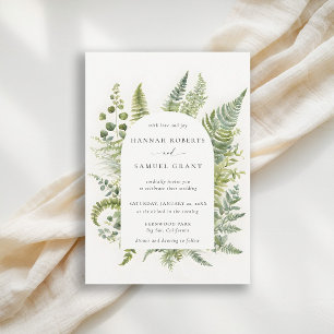 Forest Fern Mountain Woodland Arch Modern Wedding Invitation