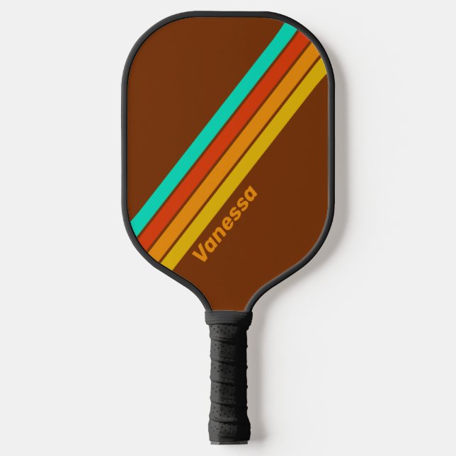 Forest Floor Fog Striped with Name Pickleball Paddle (Front)