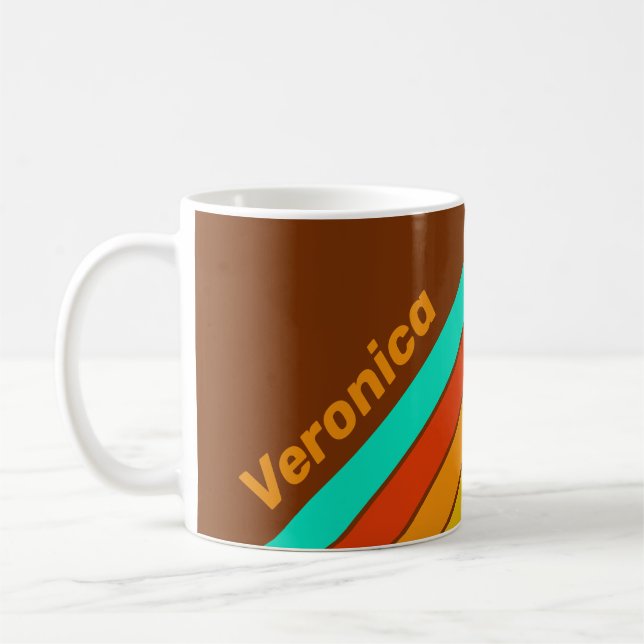 Forest Floor Fog Stripes with Name Coffee Mug (Left)